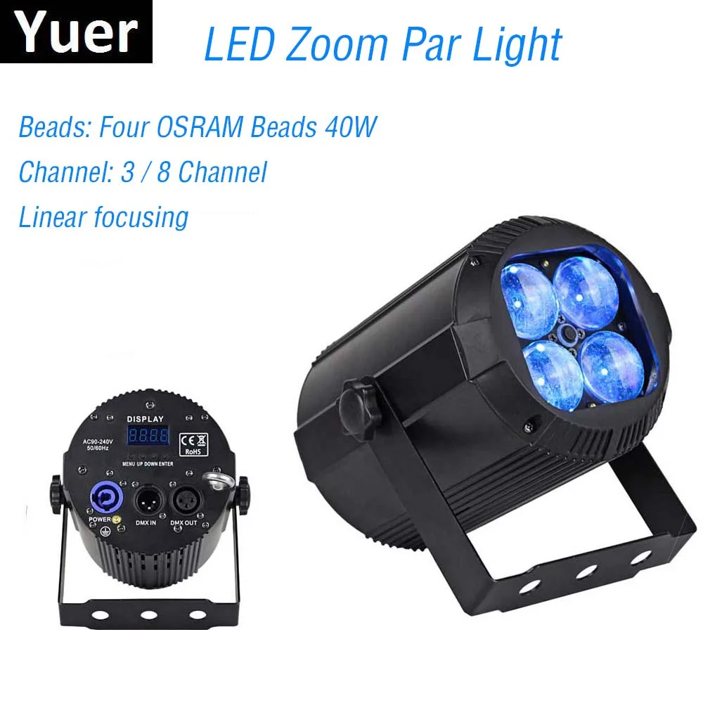 2019 أحدث التكبير الاسمية أضواء 4X10 W RGBW 4IN1 كشاف لمبات LED مسطح أضواء DJ ديسكو مصباح KTV بار حزب الخلفية شعاع غسل العارض