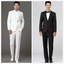 Terno masculino однотонная Черная мужская белая праздничная одежда свадебный смокинг жениха костюмы куртка+ брюки мужские костюмы из 2 предметов