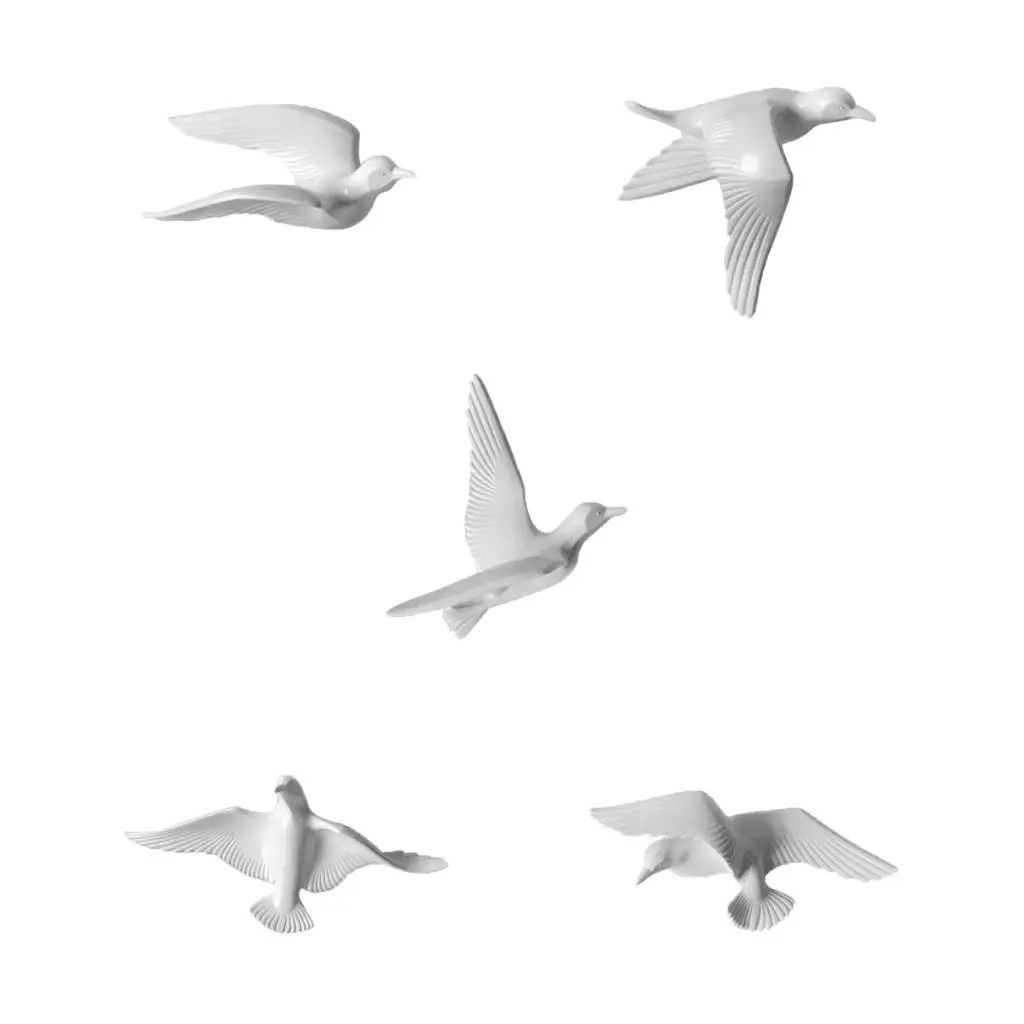 Creative Resin Seagull Shaped Bedroom TV Background Wall Decorations White