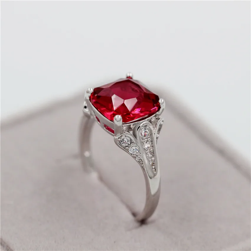 Uloveido Wedding Rings for Women Silver Color Engagement Ring Female Red Crystal Ringen Sale Bijoux Anel bague femme 15%Off Y146