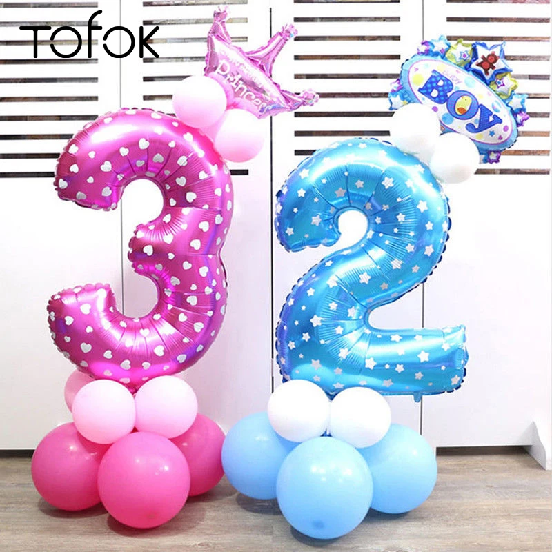 

Tofok 32/16inch Digital Aluminum Balloon Party Decoration Baby Birthday Party Supplies Number Foil Balloons Wedding Decor Layout