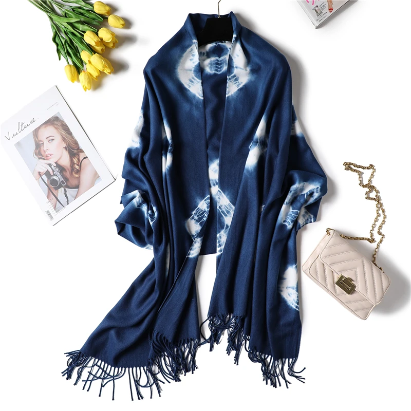 Весенний зимний женский шарф, мягкий толстый теплый женский шарф из пашмины, длинный женский шарф, кашемировые шарфы, echarpe - Цвет: navy