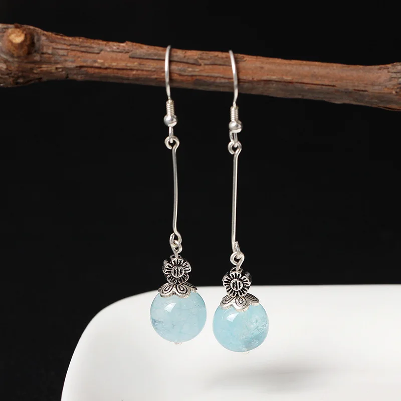 Natural crystal earrings 100% 925 Sterling silver Jewelry fashion Hypoallergenic dangle earrings for women gift