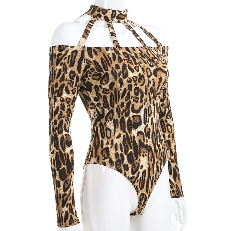 Для женщин с длинными рукавами и леопардовым принтом боди комбинезон для ночного клуба пикантные Бар Женский DJ костюм из двух частей