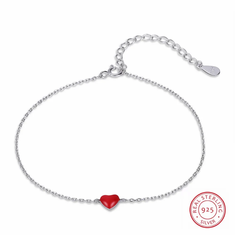 

Fashion Red Heart Shaped Bracelet Jewelry 925 Sterling Silver Pendant Charm Brand Design For Women Fine Jewelry High Quality
