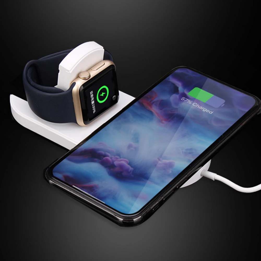 

2 in 1 Wireless Charger For iPhone X XS Max XR For Apple Watch 3 2 Charger For Samsung S8 S9 10W Fast Wireless Charging Pad