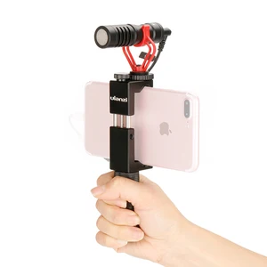 Image 3 - Vlog Setup Compact Camera Microphone W Phone Handle Grip Video Rig Smartphone Mic for iPhone 11 Huawei Canon Nikon DSLR Cameras