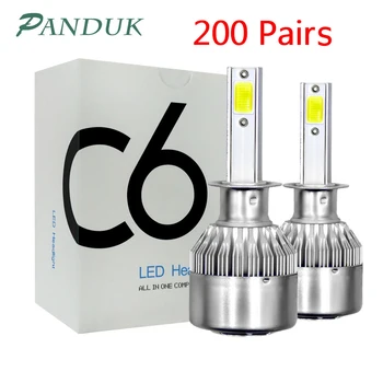 شراءPANDUK 200 أزواج أضواء Led H1 H3 Led H7 LED سيارة المصابيح الأمامية H4 880 H11 9005 HB4 9006 H13 6500K 72W 12V السيارات المصابيح الأمامية C6