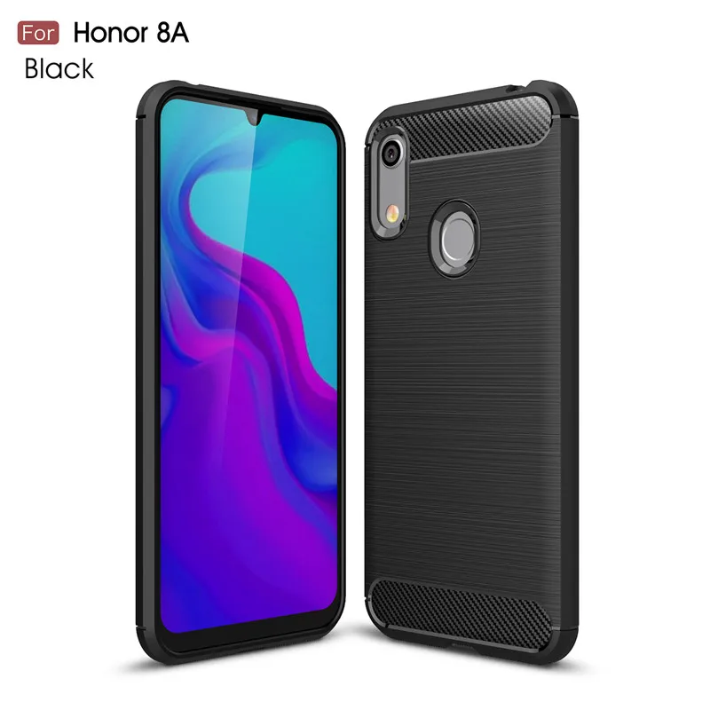 Чехол для huawei Y6 чехол Модный мягкий силиконовый чехол для телефона s для huawei Honor 8A чехол TPU текстура углеродного волокна на 8a y62019 - Цвет: Черный
