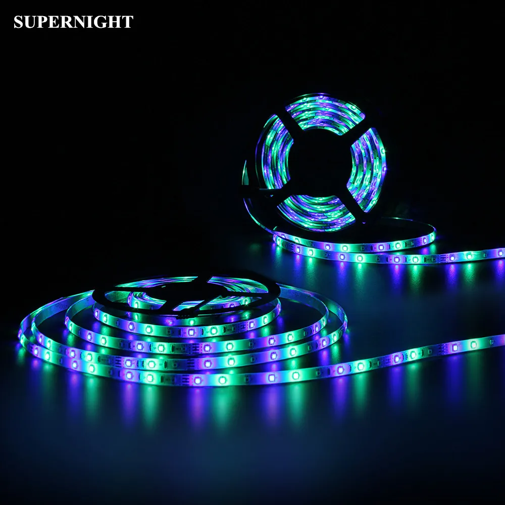 

SuperNight 3528 SMD RGB LED Strip Light DC 12V 5M 60LEDs/m Waterproof IP65/Non-waterproof Home DIY Decor Flexible Tape Lamp Band