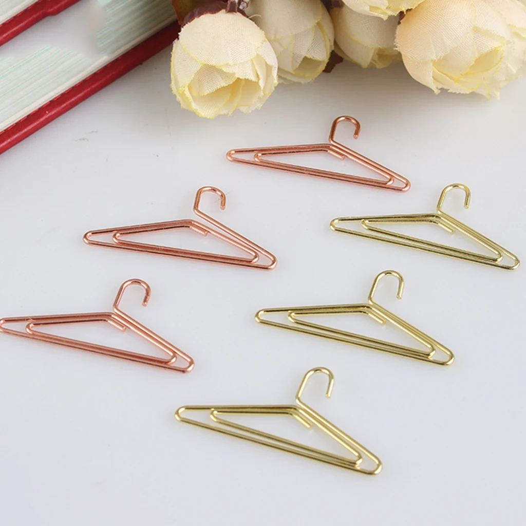 30pcs Mixed Bookmarks File Paper Clips Clothes Hanger Shape Metal Clips Gift