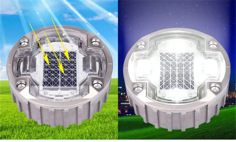 Aviso de Luz Solar ao ar Rodovia de Alta Livre Paisagem Subterrânea Rodada Policarbonato Calçada Indução Velocidade Induzir Lâmpada Luz 8 Paisagem Luz Subterrânea Rodada Policarbonato Calçada Indução
