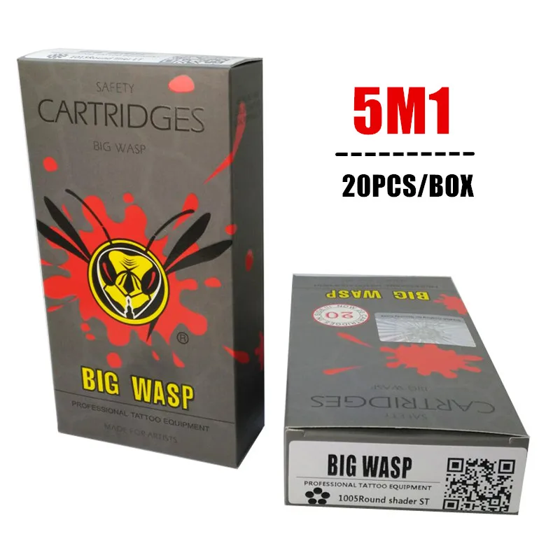 

BIG WASP Gray Disposable Needle Cartridge 5 Single Stack Magnum (1205M1) 20Pcs/Box