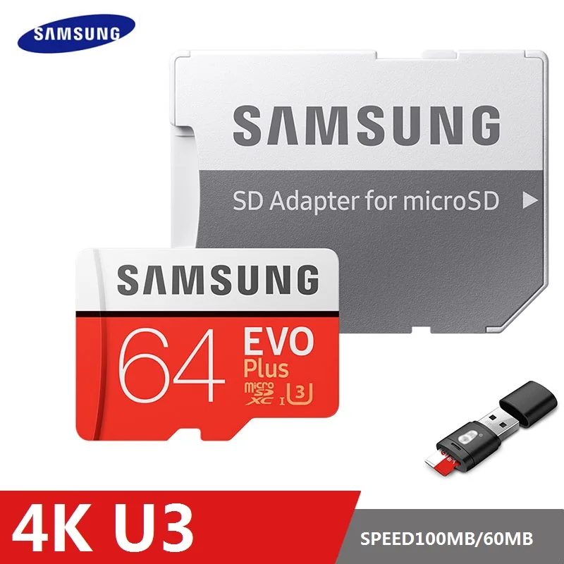 Карта памяти SAMSUNG EVO Plus 8 ГБ/32 ГБ/SDHC 64 Гб/128 ГБ/256 ГБ/SDXC Micro SD TF карта класс 10 Microsd C10 UHS-1 карты