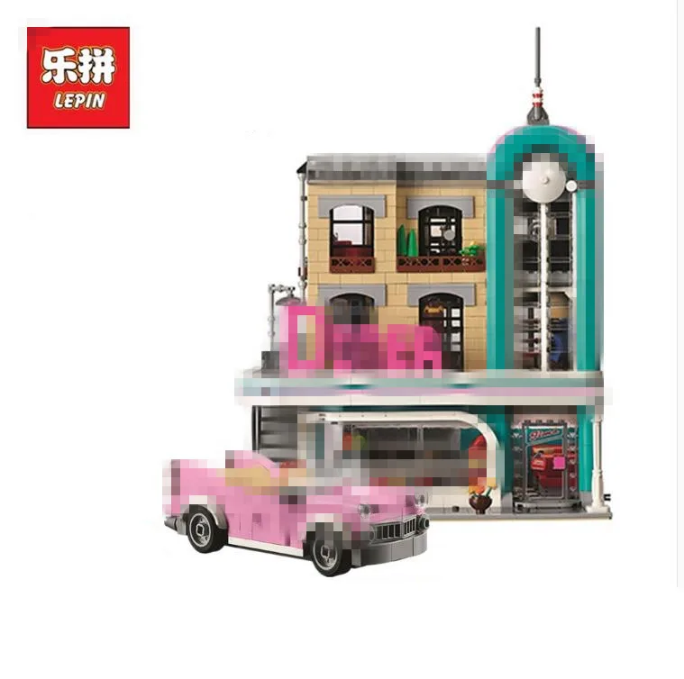 

in stock Lepin 15037 Genuine 2778Pcs Streetview Series The Downtown Diner Set 10260 Building Blocks Bricks Funny Toys