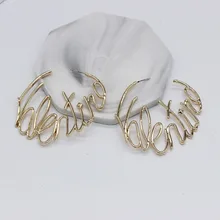 Европейская и американская мода, оригинальные большие круглые серьги с буквами, позолоченные большие серьги с холодным ветром 1109