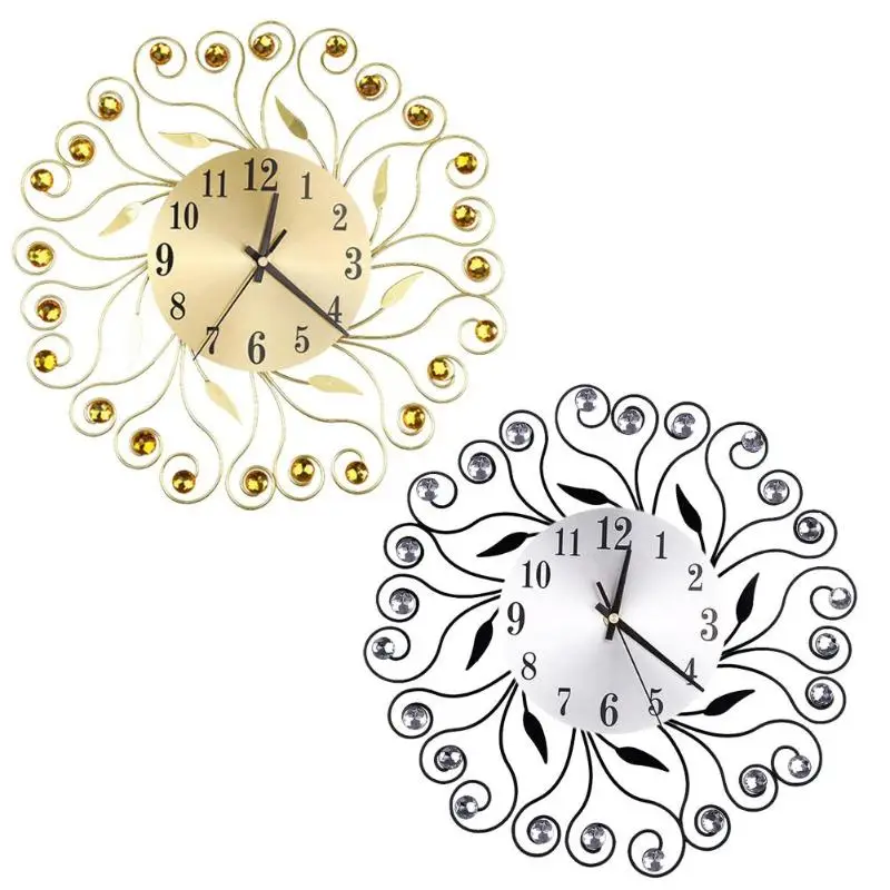 

Quartz Needle Clock Watch Wall Clocks Modern Design Silent Wall Clock Flower Iron Hollow Out Decoration Clocks Home Decorations