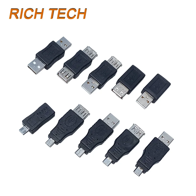 

5PCS Full Set USB connector male to female Micro OTG MINI OTG adapter sells in bulk RICH TECH micro usb connector