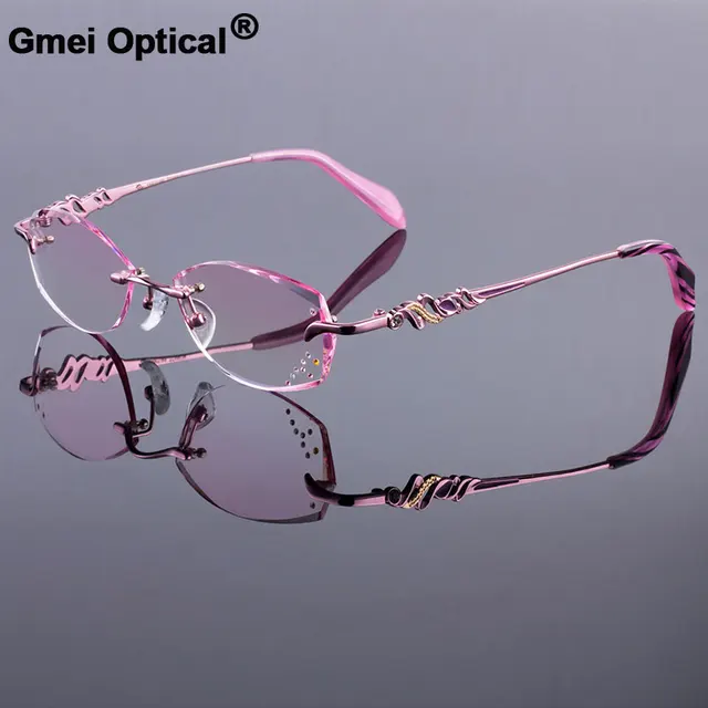 rimless pink glasses