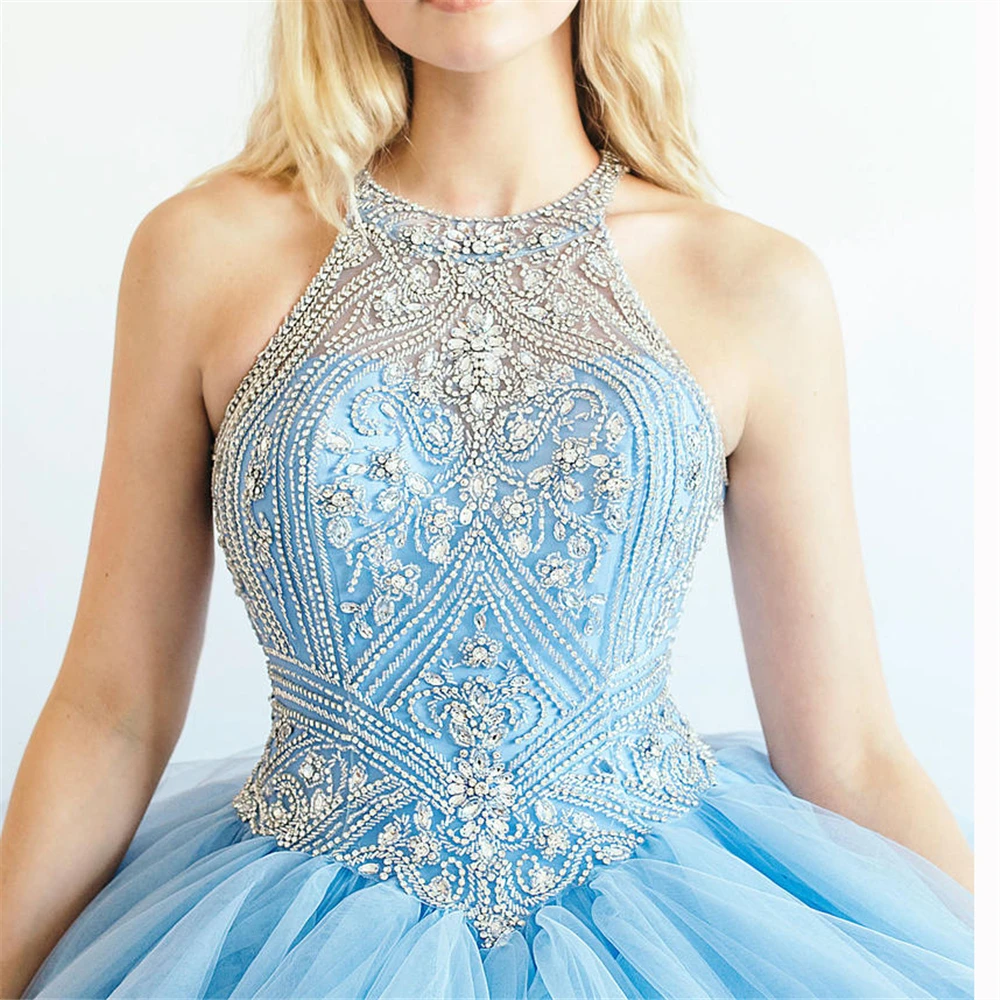 Великолепные пышные платья для девочек, vestidos de 15 agnos anos, с бретельками, с кристаллами, бисером, многослойные пышные платья