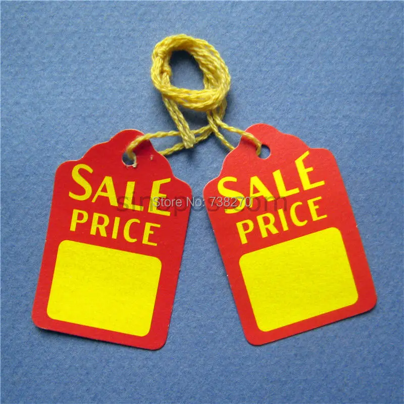 Prestrung Sale Tags Scalloped 29x45mm, Packaging Label Price Tag With