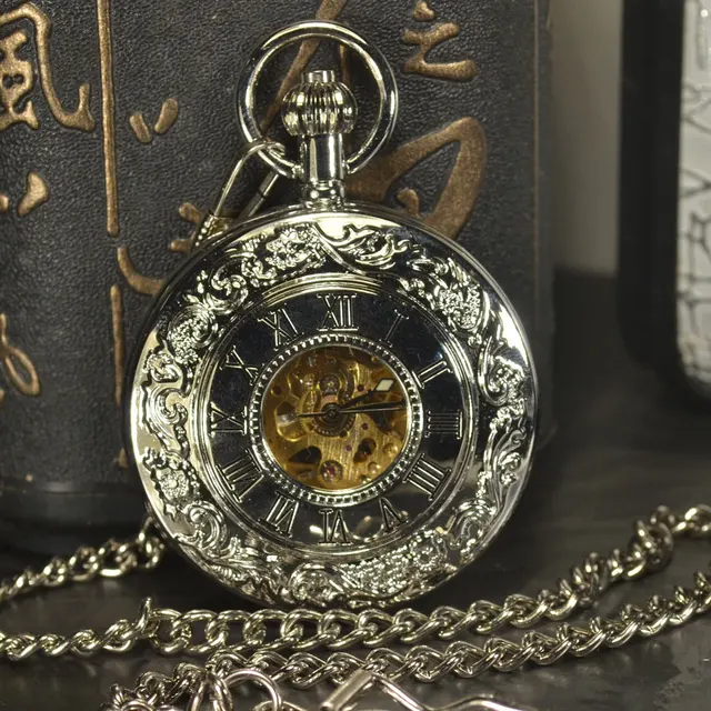 TIEDAN Steampunk Men Antique Luxury Brand Necklace Chain Silver Pocket Fob Watch TIEDAN Steampunk Men Antique Luxury Brand Necklace Chain Silver Pocket Fob Watch