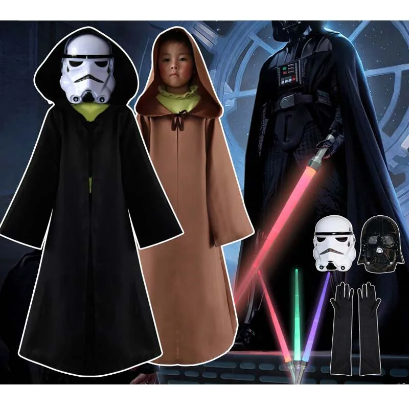 

2018 New Darth Vader(Anakin Skywalker) Star Wars Darth Vader Costume Suit Kids Movie Costume For Halloween Party Cosplay ponchos