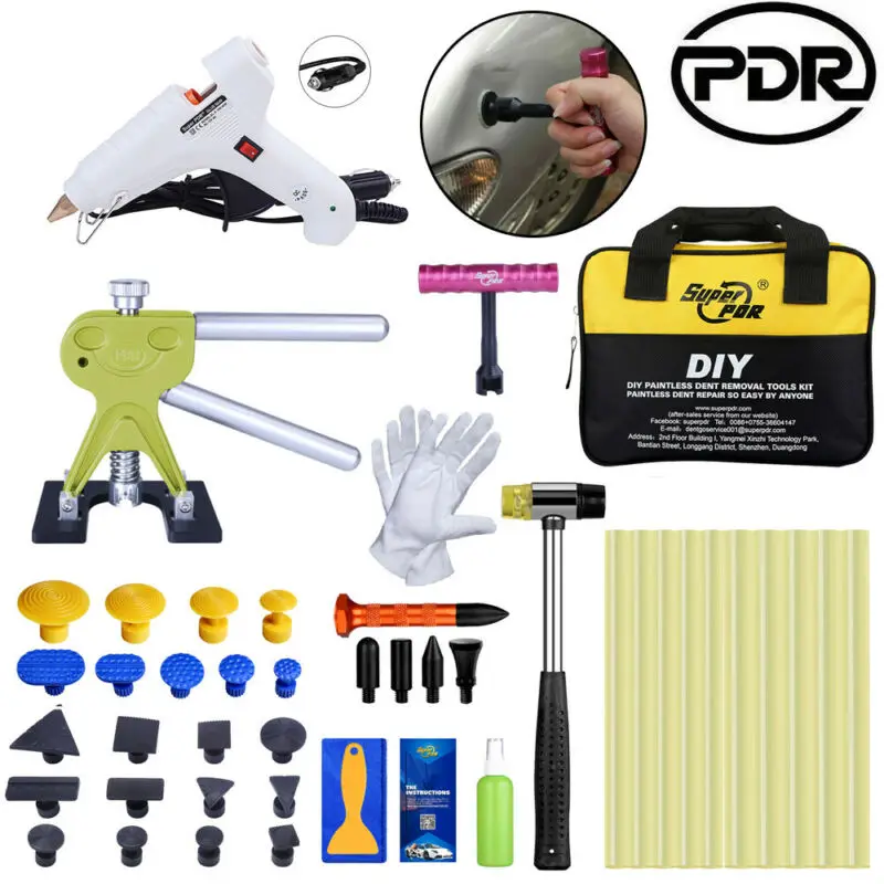 

PDR Tools Dent Lifter Tool Kit Paintless Dent Hail Removal Puller Hammer Hail Repair