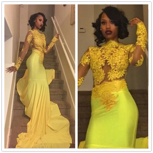 Yellow Mermaid Prom Dresses