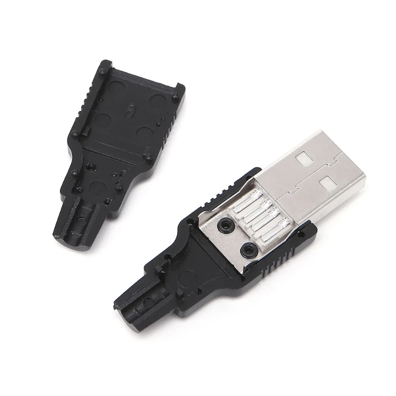 

10 Sets DIY USB 2.0 Type A Male USB 4 Pin Plug Socket Connector w/Plastic Cover