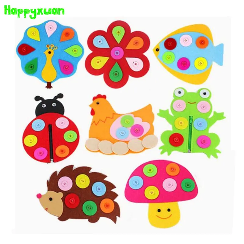 5pcs/lot Zipper Button Learning Felt Fabric Material Teaching Aids