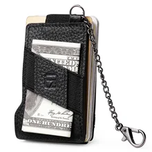 Teemzone блокировки радиочастотной идентификации, простой Для мужчин Топ из натуральной кожи 8-13 бумажник для кредитных карт ID держатель с эластичность зажим для денег кошелек K358