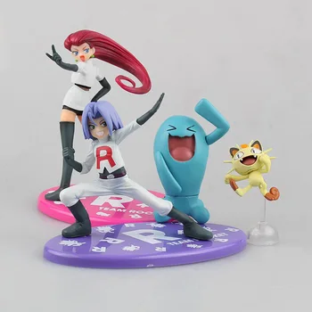 

Hot-selling 1set 6.5-13CM pvc Japanese anime figure jesse Wobbuffet/James Meowth action figure