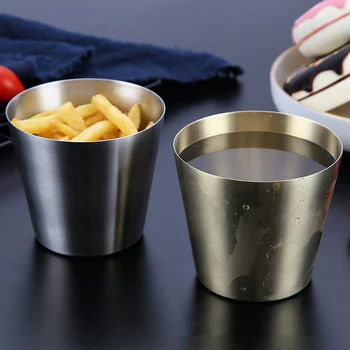

Stainless Steel Ware Fries Cup Drinks Mug French Fries Cup Bottle Solid Simple Cup Cocktail Tea Vessel Drink-ware Bar Party 1pcs