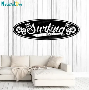 

New Design Vinyl Wall Decal Surfing Board Lettering Surfer Surfboard Stickers Home Decor Living Room Art Mural Unique Gift YY769