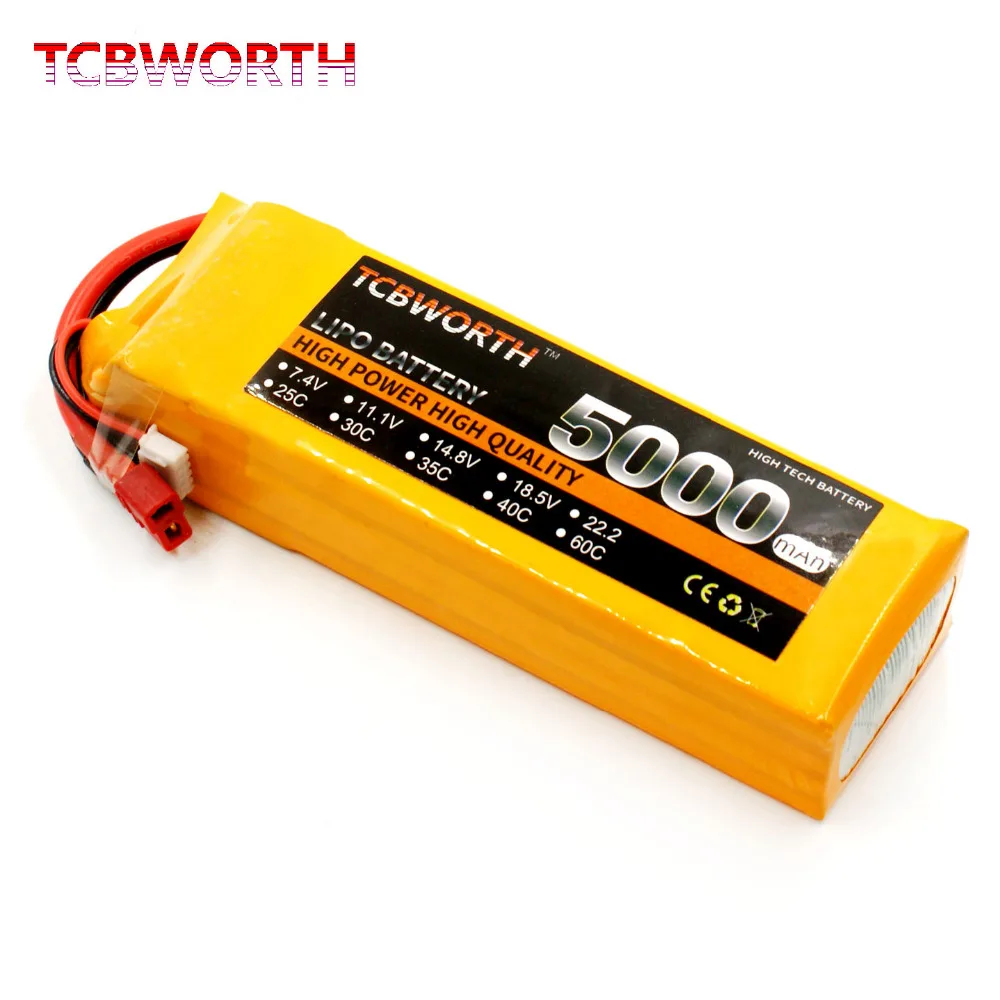 

TCBWORTH 4S 14.8V 5000mAh 60C RC Toys LiPo battery For RC Helicopter Quadrotor Airplane AKKU Drone Car Truck Li-ion battery