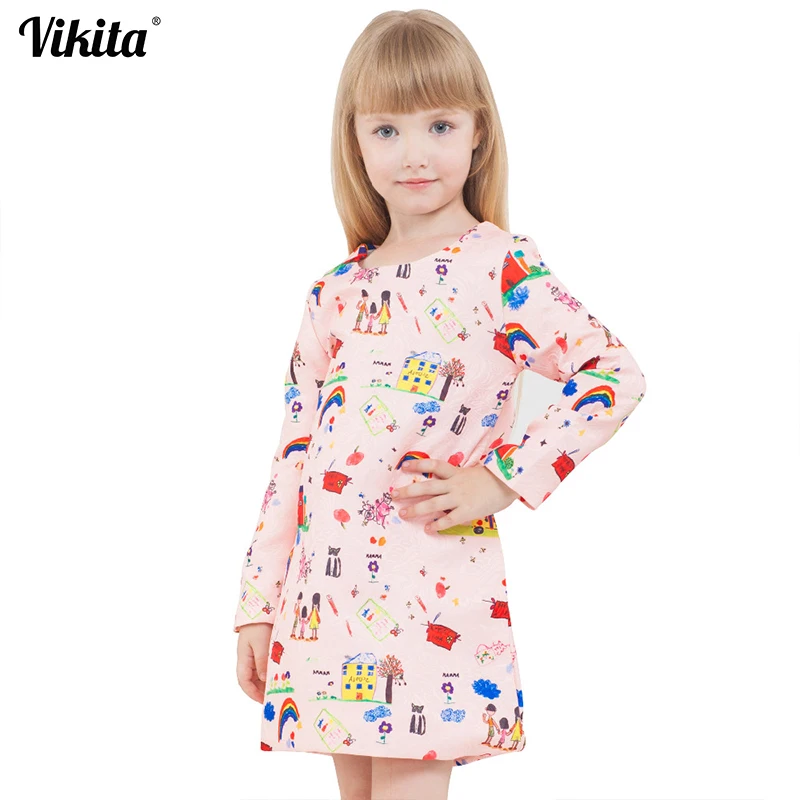 VIKITA Girls Dresses 2018 New Brand Autumn Princess Dress Kids Clothes