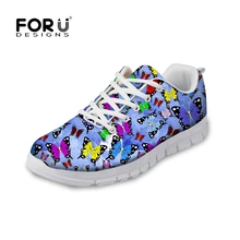 FORUDESIGNS/повседневные женские кроссовки на плоской подошве с милым животным принтом бабочки; легкие удобные сетчатые женские прогулочные туфли