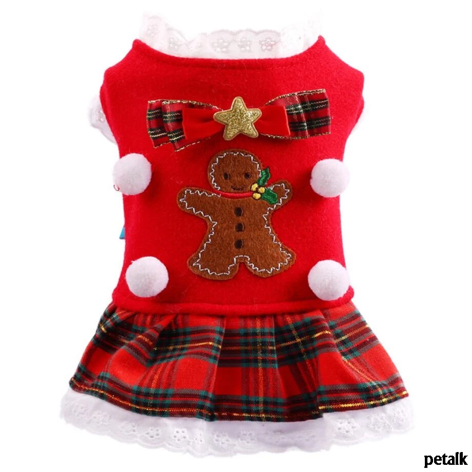 Платья для маленьких собак, клетчатые Бальные красные рождественские костюмы для собак, Рождественская Одежда для собак, маленьких домашних животных, чихуахуа - Цвет: Красный