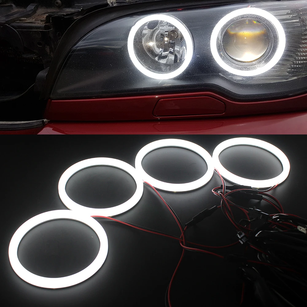 4x106 мм хлопковые светодиодсветодиодный фары Angel Eyes Halo Ring для BMW E46 Coupe Facelift 2004