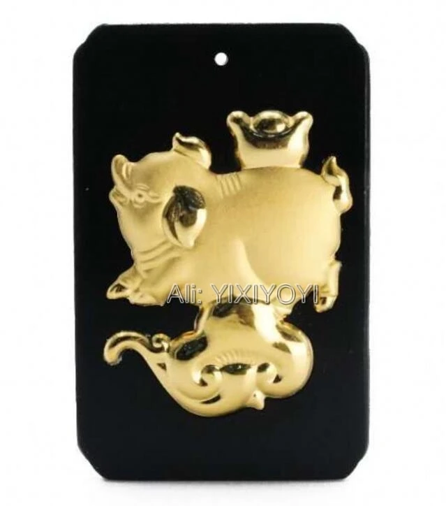 Натуральный черный зеленый Хотан нефрит+ 18 к ТВЕРДОЕ ЗОЛОТО Китайский 12 зодиака животных Счастливый кулон+ ожерелье ювелирный сертификат