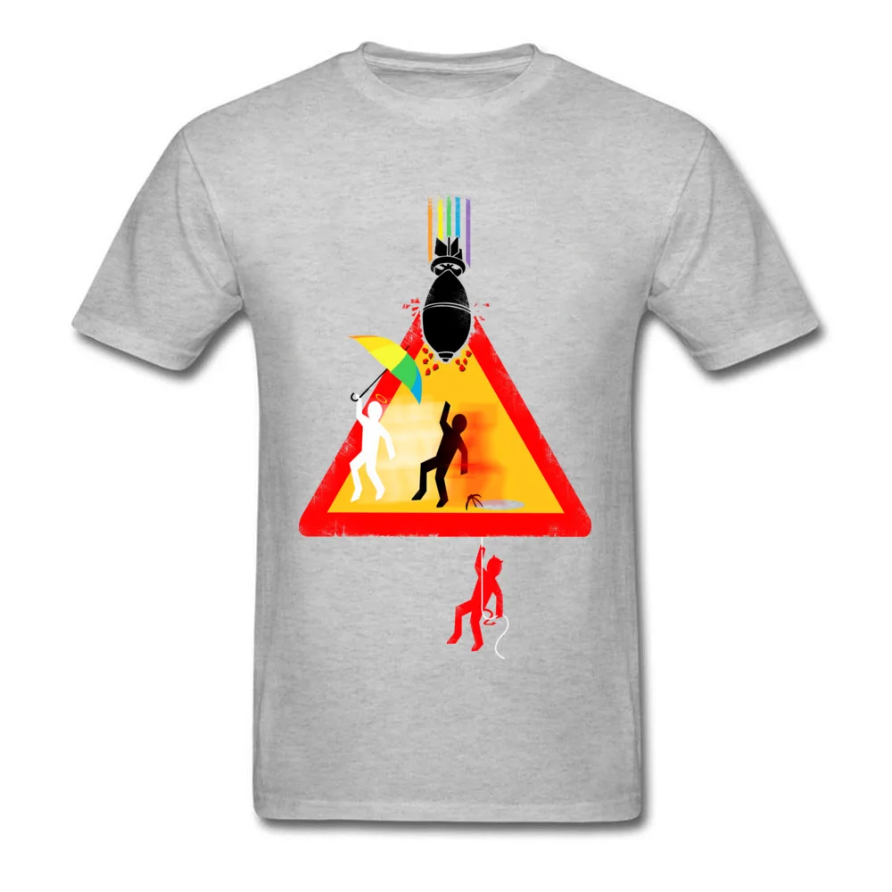Casual Beware of Falling Object Normal Short Sleeve Autumn Tops & Tees Wholesale O Neck Pure Cotton T-Shirt Men Top T-shirts Beware of Falling Object grey