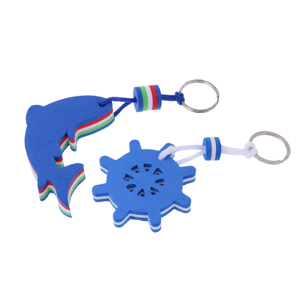Yachting Boating Floating Keychain Novelty Keyring Rudder Dolphin Shape Floating Key Rings Blue 