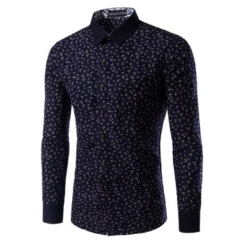 

2017 Hot Stylish Men Casual Printting Shirt Slim Fit Floral Shirt Long Sleeve Summer Casual Shirts XH18A507