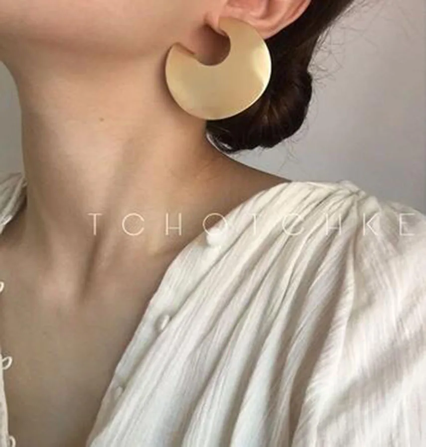 

Brand New HQDE031 Big Statement Geo Moon Stud Earrings Pop Party Trendy Top Runway T show Glam Fashion Trendy Rare Jewelry