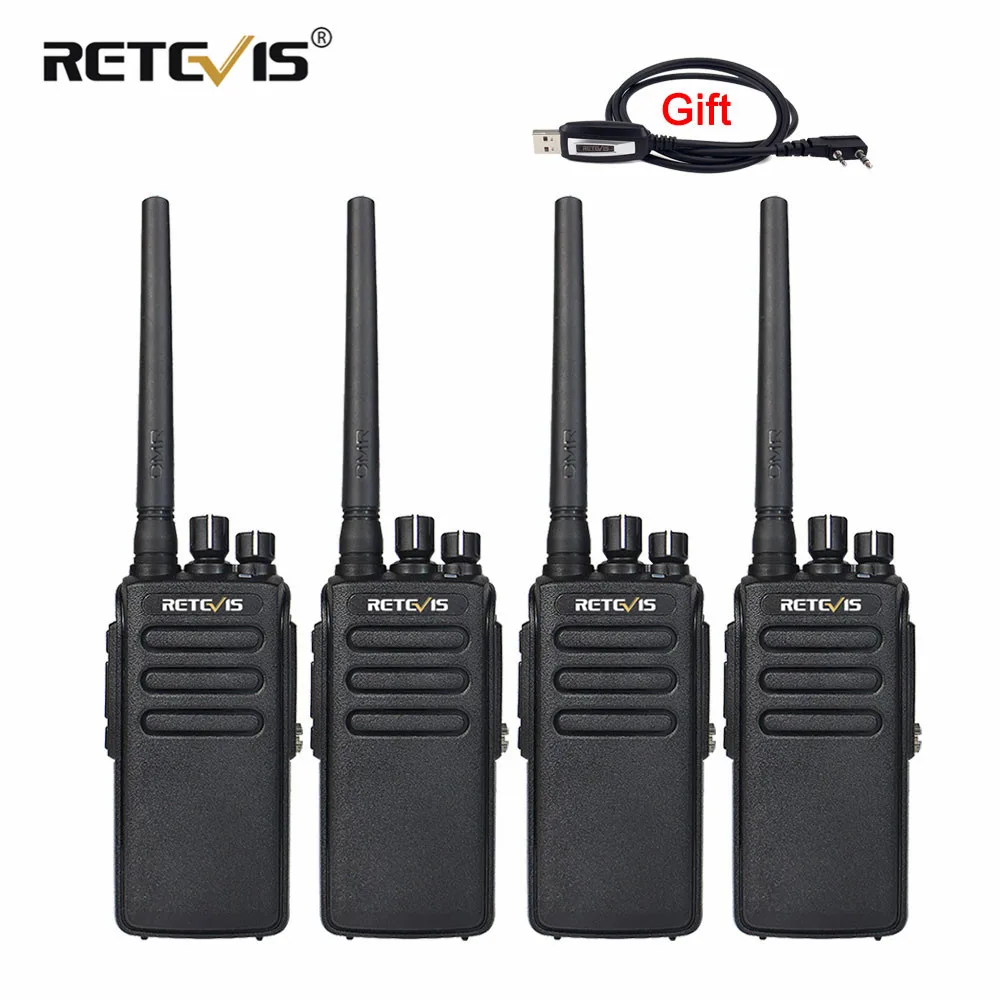 

4pcs 10W Walkie Talkie DMR Radio Retevis RT81 IP67 Waterproof Digital/Analog 2 Modes Transceiver UHF Two Way Radio+Program Cable