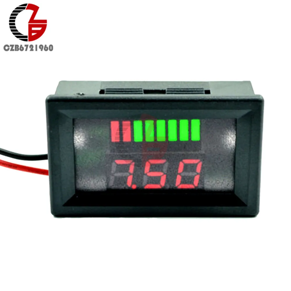 

DC 0-6V/12V/24V/36/48V Car Lead Acid Battery Charge Level Indicator Lithium Battery Capacity Tester Detector Monitor Voltmeter