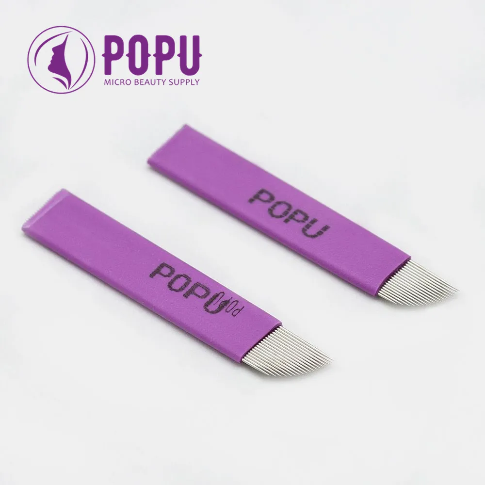 POPU F форма Перманентный макияж бровей Тату лезвие микроблейдинг иглы для 3D