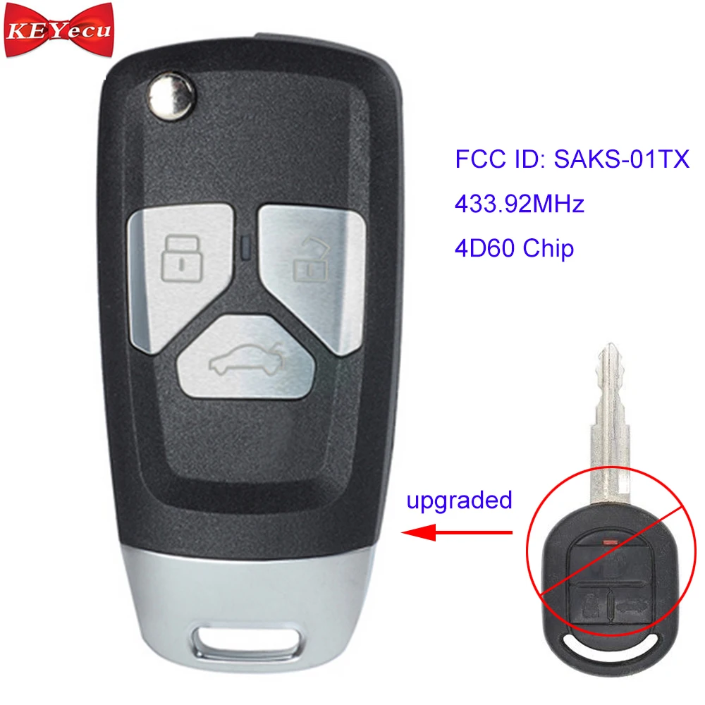 

KEYECU for Chevrolet Optra Lacetti Upgraded Remote Car Key Fob 433.92MHz 4D60 Chip FCC ID: SAKS-01TX
