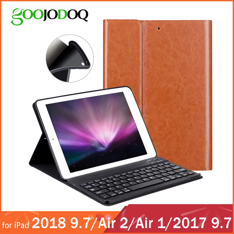 Дешево Чехол клавиатура из искусственной кожи для iPad 9,7 2018 2017 iPad Air 2 1, мягкий силиконовый чехол, подставка для iPad 2018 чехол 9,7